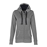 HRM Damen Hooded Jacket, grau-meliert, Gr. 3XL I Premium Kapuzenjacke Damen mit Kontrast-Innenfutter I Basic Hoodie mit Reißverschluss I Zip Hoodie I Hochwertige & nachhaltige Damen-Ob