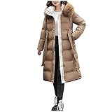 CCOOfhhc Long Parka Winter Damen Wintermantel mit Kapuze Übergang Winterparka Lang Damenjacke Reißverschluss Gefütterter Winter Warm Winterjacke Mantel Atmungsaktiv Leicht Übergangsjacke Park