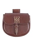 Gürteltasche mit keltischen Zierbeschlägen - LARP Leder T