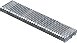 Fenau | Gitterrost-Stufe (R11) XSL – Maße: 1200 x 270 mm - MW: 30 mm / 10 mm - Vollbad-Feuerverzinkt – Stahl-Treppenstufe nach DIN-Norm | Fluchttreppen geeignet/Anti-Rutsch-Wirkung