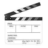 Filmklappe, Szene Acryl Filmklappe,Film Requisiten Schwarz, Mit Kostenloses Kit, Regieklappe Farbstreifen, Film Klappe für Shoot Requisiten,Fernsehserie, Werbespots,Home Decoration,etc(Weiß-grau)