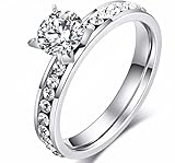 Lynn&Light Ring Damen Silber Edelstahl Ring Damen Ring Mode Engagement Schmuck Geschenke 6 Silb