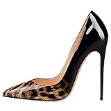 Damen Absatz High Heels Spitze Pumps mit Metallabsatz Basic Work Pumps Stilettos Fashion Schuhe 35-45,Schwarz,35