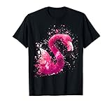 Flamingo Rosa Aquarell Vögel Kunst süß Ehefrau Freundin T-S