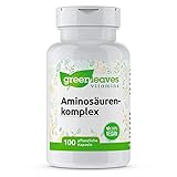 Greenleaves Vitamins - Aminosäuren-Komplex 100 Vegan Kapseln Hochdosierte Aminosäuren. Frei von Gluten, Soja und Milchzuck