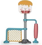 Kinderbasketball-Support-Set mit Fußball-Spiel & Amp Roller-Set-Basketballkorb mit Verstellbarer Höhe und Amp-Basis mit Wasser und Sand gefü