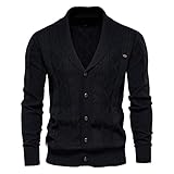 RKaixuni Herren Strickjacke V-Ausschnitt Button-Down-Pullover Warmer Winterpullover Langarm Zopfstrickmantel Strickwaren Herbst Winter Mantel Strickpullover T