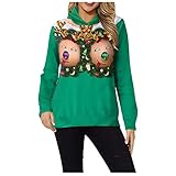 Finetyu Ugly Christmas Pullover Herren Damen Lustiger 3D-Druck Weihnachtspullover Hässliche Unisex Feinstrick Xmas Langarm Sweater Jumper Tops Sweatshirts für Weihnachtsparty