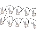 LEDMOMO Ostern Lichterkette Batteriebetriebene Holz Kaninchen Form LED String Light für Halloween, Weihnachten, Ostern, Karneval usw