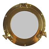 Spiegel Bullauge Nautik Schiffsfenster Aluminium poliert Messing-Look D 29