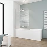Schulte Badewannenfaltwand Komfort 2-teilig, 112 x 140 cm, optimierte Elementaufteilung, 5 mm Sicherheitsglas (ESG) Dekor Querstreifen, Alpinweiß, D3353-4-72-4-22