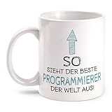 Fashionalarm Tasse So sieht der beste Programmierer der Welt aus beidseitig bedruckt mit Spruch | Geschenk Idee Software Entwickler Arbeit Büro, Farbe:weiß