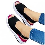 Sandaletten Damen Flach, Zehentrenner Damen Sandalen Fußbett Bequeme Pantoletten Flach Korkfußbett Offene Sommer H