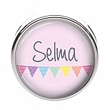 Schiebeperle Schulkind Wimpel rosa - mit WUNSCHTEXT - Modeschmuck Personalisiert Individuell Perle Kinderschmuck Einschulung Schulkind Armband Namensperle Glascab