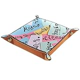 Kleine Aufbewahrungsbox,Herren-Valet-Tablett,Englisches Vokabular,Leder Catchall Organizer für Coin Box Key Schmuck