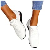 Weiße Sneaker Damen, Outdoor Sportschuhe Laufschuhe Tennis Schuhe Schnürsenkel Freizeitschuhe Sport Freizeit Sneaker Fitness Straßenlaufschuhe Straß