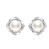J.Vénus Damen Schmuck, Perlenohrringe Damen Ohrstecker 925, Silber Ohrstecker Ohrringe Damen mit 5A Zirkonia, Weihnachtsgeschenke, Allergenfrei Nick