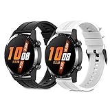 Braleto Armband Silikon 22mm Uhrenarmband Silikon Sport Band kompatibel für Huawei Watch GT 2/Samsung Galaxy Watch 46mm/Gear S3/Gear 2 R380/Gear 2 Neo R381 (Schwarz&Weiß)