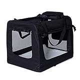 lionto by dibea Hundetransportbox Hundetasche Hundebox faltbare Kleintiertasche Größe (S) 50x34x36 cm Farbe Schw