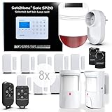 Safe2Home® Funk Alarmanlage Großes Set SP210 mit Sabotageschutz u Lichtsteuerung - deutsch - GSM WLAN Alarmsystem SMS Alarmierung - Alarmanlagen fürs Haus Büro inkl. Zubehör und S