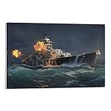 WEICHAO Weltkrieg World of Warships Poster Dekorative Malerei Leinwand Wandkunst Wohnzimmer Poster Schlafzimmer Gemälde 50 x 75