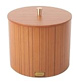 ZSM Mülltonnen Runder Mini-Tisch- Mülleimer mit Deckel, Müll Container Bin aus Holzwalzbalket for Eitelkeit/Desktop/Tabletop/Couchtisch-3Colors Dekorative Urnen (Color : Teak)