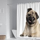 Daesar Duschvorhang Badewanne 90x180 Wasserdicht Polyester, Badvorhang Anti-Schimmel Waschbar Hundemotiv C