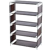 WJPTL robust 5-{Tuch-Tuchpartition Schuhständer, Kunststoffrahmen, erweiterbar, 10 Paare, langlebig, robuster Schuhregal Lagerung Organizer, Eingang Geschenke (Color : Brown, Größe : 18.5x8.7x28.5in)