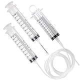 FEIGO 100ml Spritzen mit zwei Schlauch 3 Stück Syringe, Kunststoff Blasenspritze mit eine Nadel Dosierspritze für Garten, E-Liquids, Öl- oder Klebstoffapplikator, Exp