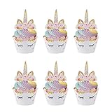 Cupcake Toppers Einhorn Cupcake Wrappers Kuchendeckel für Geburtstagsfeier Hochzeiten Jubiläen Gartenpartys Geburtstagskuchen Dekoration Lieferungen 24 S