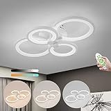RHTCEN Moderne LED Deckenleuchte Dimmbare Fernbedienung, Design 4 Ring Esszimmerleuchte 30W 2700LM, Wohnzimmer, Schlafzimmer, Flur, Esszimmer Deckenlamp, 3000K-6000