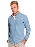 Ombre Langarm-Hemd für Herren, elegant, klassisch, lässig, Gute Passform, schmale Passform, 100% Baumwolle, S-XXL (XXL, Blau)