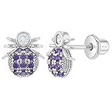 In Season Jewelry 925 Sterling Silber Lila CZ Spinne Schraubverschluss Ohrringe für Mädchen T