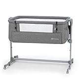 Kinderkraft Beistellbett NESTE UP, Reisebett, Beistellbett, höhenverstellbar, faltbare Seitenwand, Transportrollen, mit Zubehör, Baumwolllaken, für Neugeborene, 0-9 kg, bis zu 6 Monate, melange g