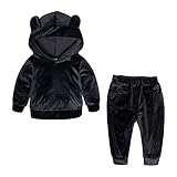 Warm Flanell Jogginganzug Kinder Kapuzenpullover mit Jogginghose Lang Samt Flauschig Hausanzug Unisex Mädchen Jungen Coral Fleece Herbst Winter Outdoor Sportanzug Hoodie Bekleidung Outfit S