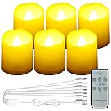 Twaray 6pcs Flameless Led Teelicht Kerzen Hochzeit Helle Nachladbare Led-Kerze-licht Mit Fernauslöser Für Partei Hochzeitsdek