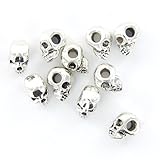 Soccik Totenkopf Schädel Spacer Perlen Beads Macroporous Totenkopf Perlen Für DIY Halskette Armbänder 10 Stück