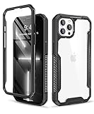 Togestar BlackWarrior Series Hülle für iPhone 13 Pro, [Militärischer Fallschutz], Transparent 360 Grad Ganzkörper Schutzhülle Robust Stoßfest Handyhülle, Schw