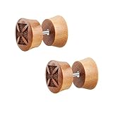 2 Stück Eisernes Kreuz Holz Fake Plug Ohrstecker Laser Braun Ohrring Tunnel Ø 10