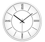Wanduhr Funk Wanduhr Bahnhofsuhr Wanduhr Einfacher modernes Wohnzimmer Stiller Schwarzweiss Runde Dumb Schwarz Pin Black Frame,B,12in(30,5 cm)(Farbe:B,Größe:12 Zoll (30,5 cm) Für Wohnzimmer / Büro / H