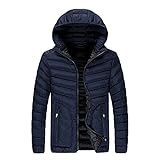 Yowablo Jacke Herren Herbst Winter Einfarbig Reißverschluss Langarm Baumwolle Mit Kapuze (XXL,1Blau)