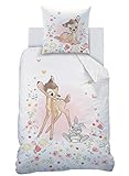 Familando Disney-s Bambi & Hase Klopfer Bettwäsche-Set 135 x 200 cm 80 x 80 cm 100% Baumwolle Kinder-Bettw