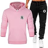 Herren Und Damen Pullover Hoodie Hoodie Hoodie Sweatshirt Goku Fashion Print Sweatshirt Set （Rosa_1+XXL）