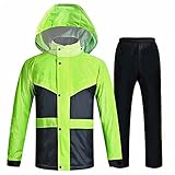 K&F-raincoat 2-teiliges Unisex-Set for Männer Und Frauen Mit Kapuze Pfütze Damen Regenjacke Und -Hose Regenanzug Aus Wasserdichtem PVC (Size : L)