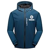 Woakzhe Herren Trainingsanzug Ya-ma.ha Wasserfeste Kapuze Jacke Casual Reißverschluss Strickjacke Hoodies (Blue,XL)