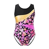 YiZYiF Mädchen Bunt Badeanzug Ärmellos Bikini Tankini Kinder Racer-Back Schwimmanzug Sommer Beachwear Gr.98-152 Herz Schwarz C 152/12 J