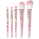 Dessines MakeUp Pinsel Set, Profipinsel für Handtasche, Portable Reisepinsel, Veganpinsel - Augenpinsel, Gesichtpinsel, Puderpinsel, Foundationpinsel (Rosa)