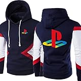 CHUSS Herren Pullove Sweatshirt Für P Bedruckte Unisex Hoodies Farblich Passender Hoodie Langarm Pull Over Pullover Outwear – Teen Gift-Navy+White||S