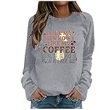 GFGHH Damen Sweatshirt Lässiger Letter Print Pulloveroberteile Langarmhemden Bluse Casual Langarm Langarmshirt Pullover Herbst Winter Tops Ohne Kapuze Pullover Locker Frauen Langarm Ob