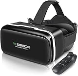 VR Brille Handy Virtual Reality mit Fernbedienung, VR SHINECON 3D VR-Brille Erleben Sie Spiele und 360 Grad Filme in 3D mit weicher & komfortabler VR Brille Glasses für iPhone Android 4.7-6.5 Z